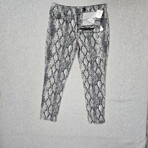 Express Women Jeans 6S / 6C Gray Denim Pants Snakeskin Print Ankle NWT